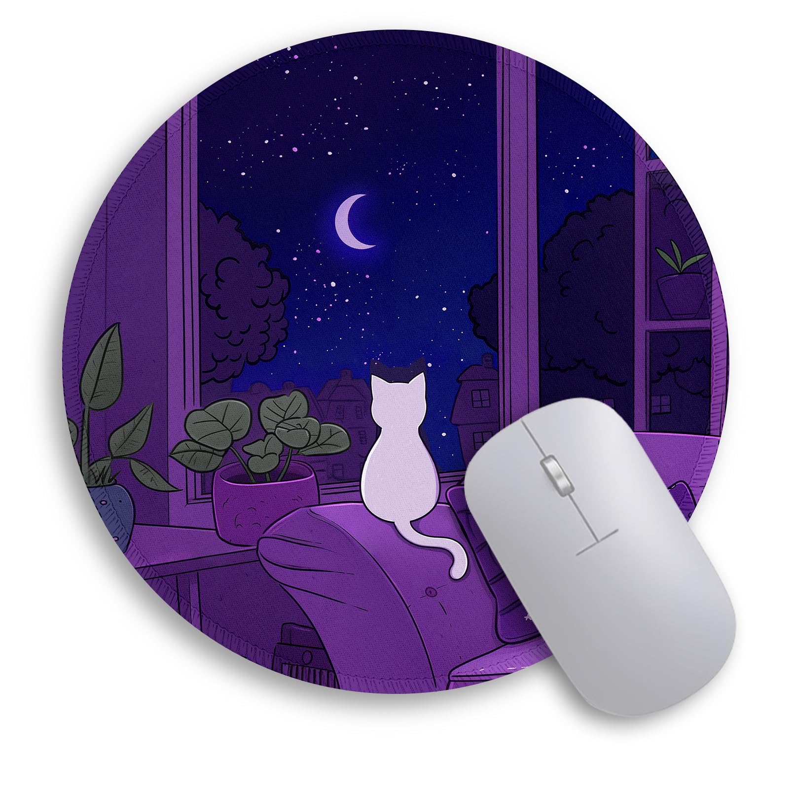 Immaturus Cat Mouse Pad, Cute Small Mouse Pads For Desk, Round Travel Mousepad For Wireless Mouse Gaming Work Laptop, Mini Compu