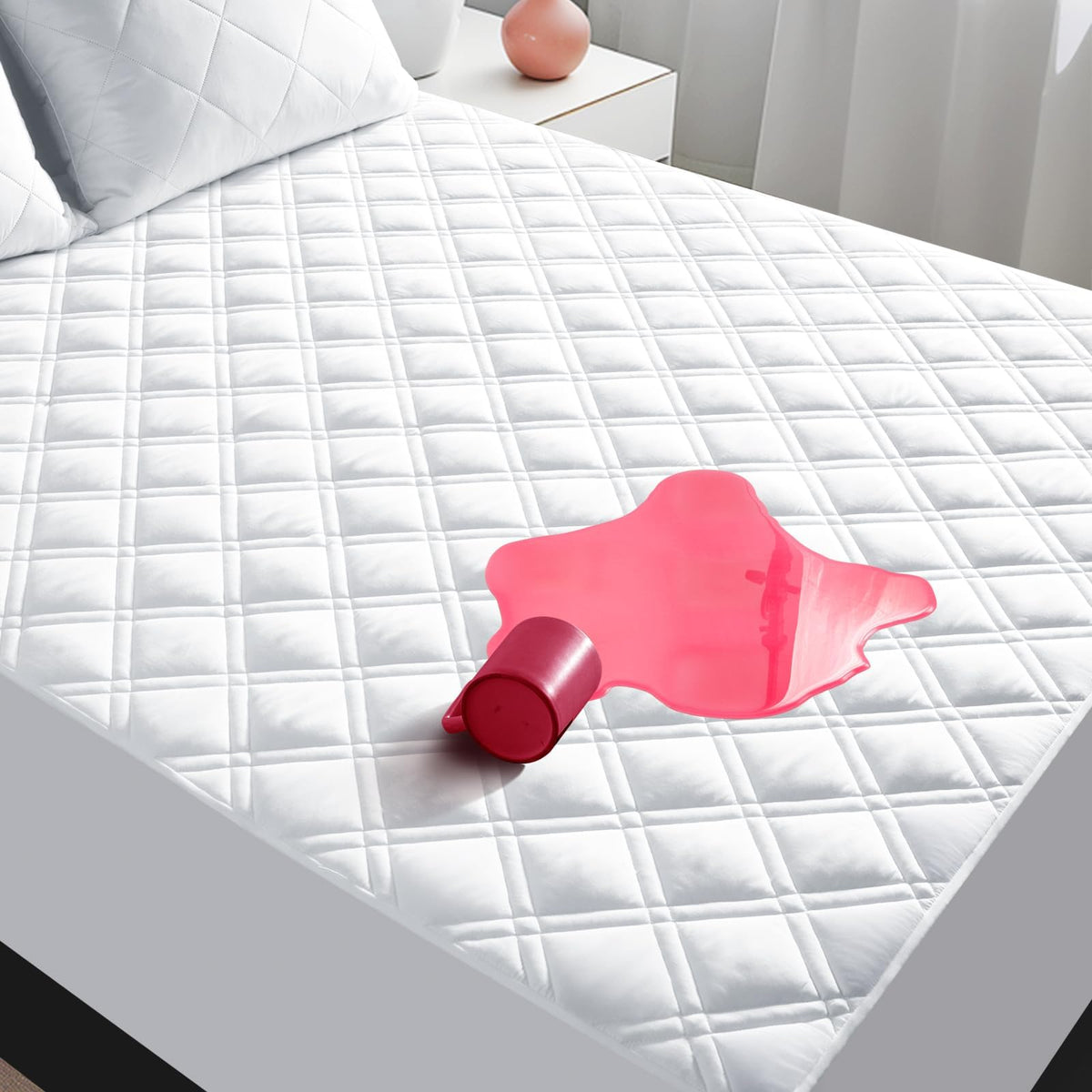 Meelus California King Mattress Protector, Waterproof Quilted Cal King Mattress Pad Fitted Deep Pocket 8''-21'', Breathable Nois