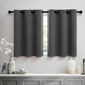 Camper RV Dark Grey Short Curtains 24 Inch Length Room Darkening Blackout Grommet Small Gray Tier Curtain for Kitchen Bathroom L