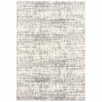 HomeRoots Polyester 8’x11’ Ivory and Gray Abstract Strokes Area Rug
