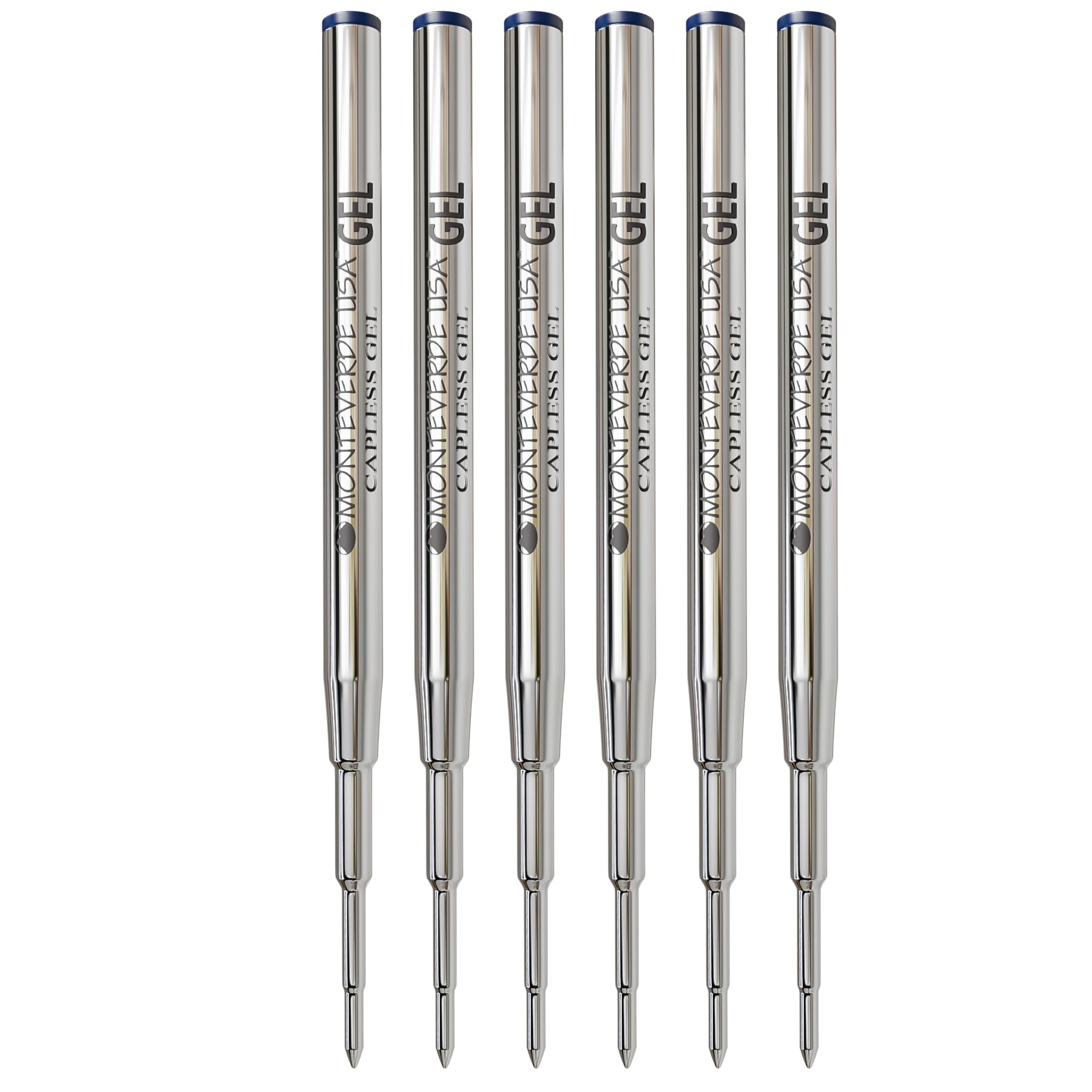 Monteverde Medium Gel Ballpoint Refill For Montblanc Gel Ballpoint Pens, 6/Pack, Blue/Black (M433Bb)