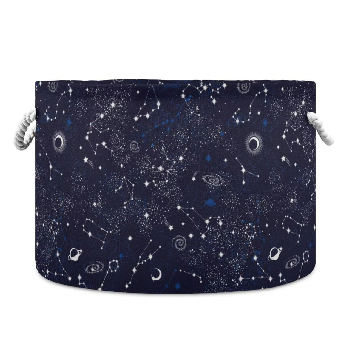 LEANSHSA Constellation Print Collapsible Round Storage Basket with Handles