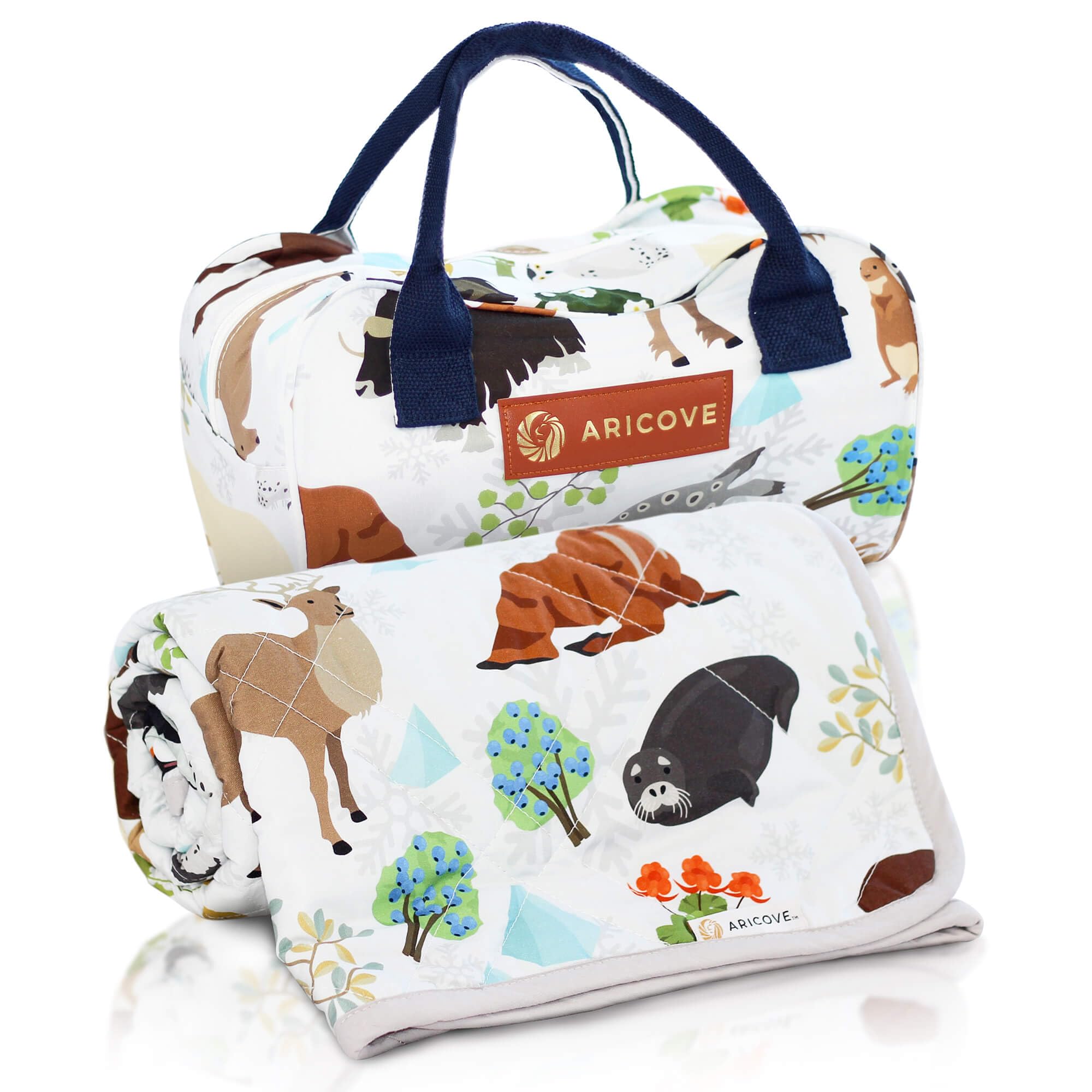 Aricove Weighted Blanket Kids, 7 Lb, 40X60 Inches, Small Twin Size, Soft Cotton, Machine Washable, Grey/Snow Animals