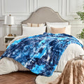 Krifey Oversized Faux Fur Blanket, Super Soft Cozy Blanket, Luxury Fluffy Throw Blanket Fuzzy Bed Throw Tie Dye Blue 60' X 80'