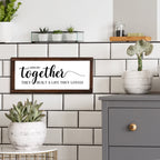 Together They Built A Life They Loved Sign 14 X 6.4 Inches Farmhouse Wall Decor Rustic Modern Framed Wood Sign Hanging Plaque Fo