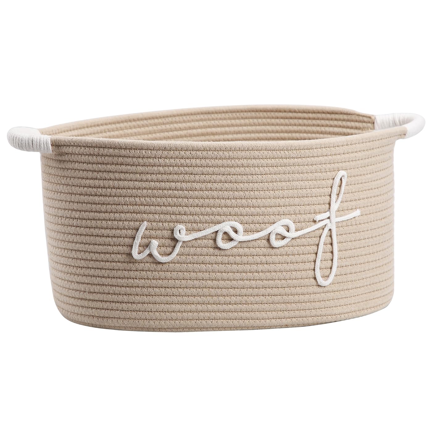 ZOMBATI Woof Woven Rope Storage Baskets, Pet Dog Toy Bin Box Perfect for organizing Chew Toys Blankets leashes, Dog Toy holder C