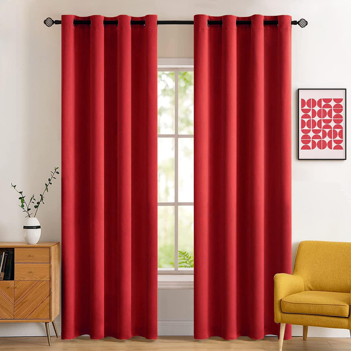 Miulee Christmas Blackout Curtains For Bedroom Living Room Thermal Insulated Room Darkening Grommet Top Solid Light Blocking Dra