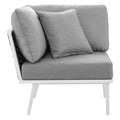 Modway Stance Outdoor Patio Woven Rope Aluminum Sectional Sofa Corner Chair in White Gray