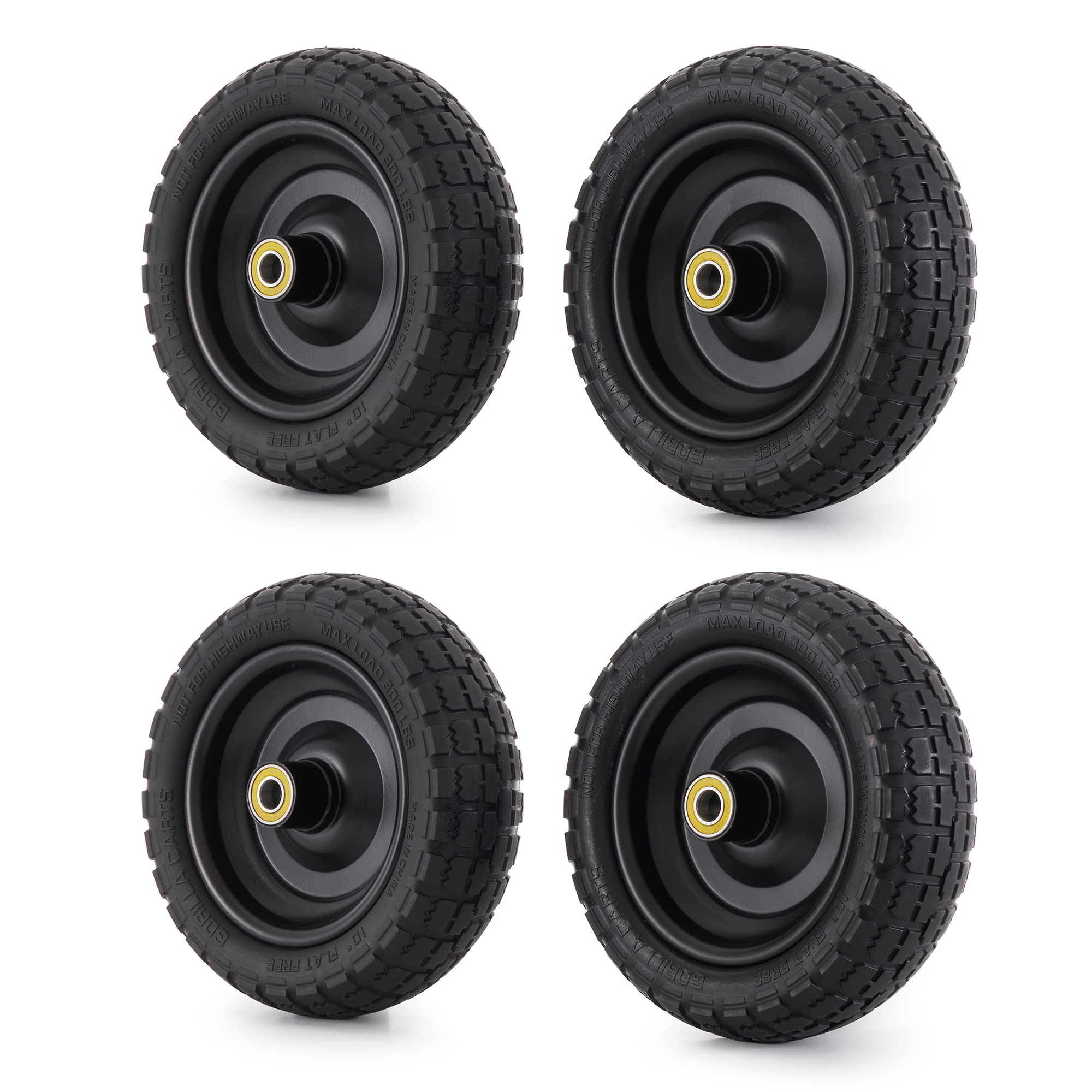 Gorilla Carts 4-Pack No-Flat Pneumatic Tire Replacement For Cart, Wagon & Wheelbarrow, 10 '