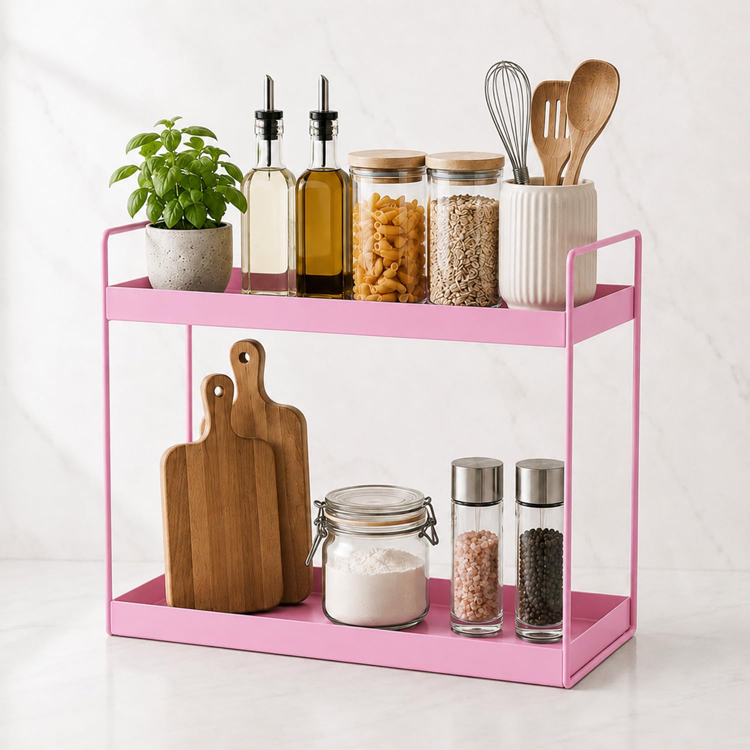 Wonderstand Nova (Pink) | 2Tier Countertop Multipurpose Organizer|Tiered Shelf Storage Rack, Counter Top Organiser Storage Shel