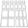 SMARTAKE 22-Piece Drawer Organizer with Non-Slip Silicone Pads, 4-Size Clear Desk Drawer Organizer Trays Storage Tray for Makeup