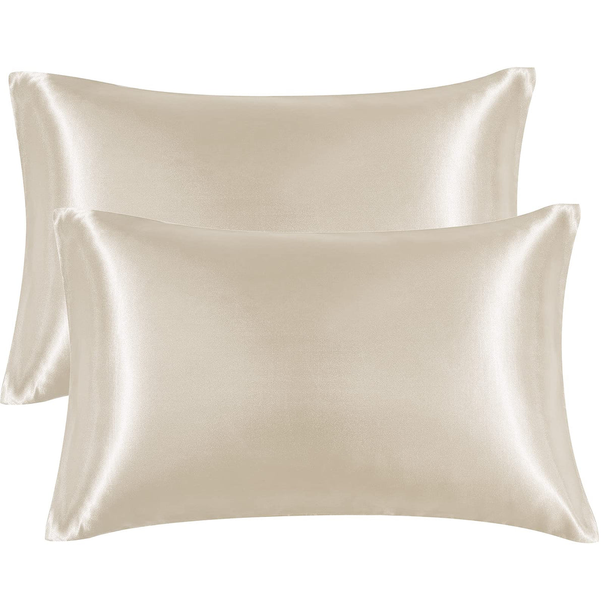 Eheyciga Satin King Pillow Cases Set Of 2, Soft Pillowcases For Hair And Skin Similar To Silk, Beige Pillow Case 2 Pack With Env