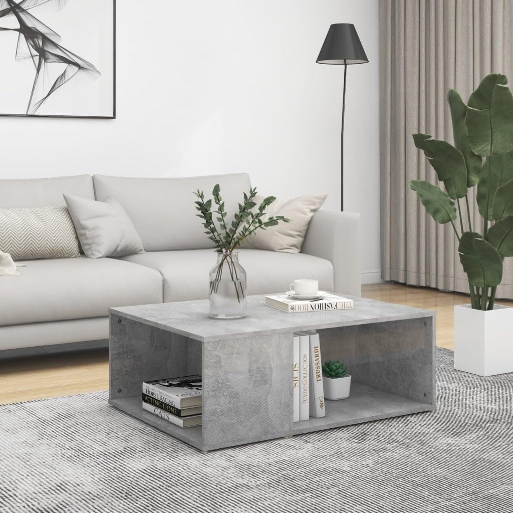 vidaXL Coffee Table Indoor Living Room Bedroom Office Accent Side Couch Sofa Centre End Table Desk Home Furniture Concrete Grey Engineered Wood