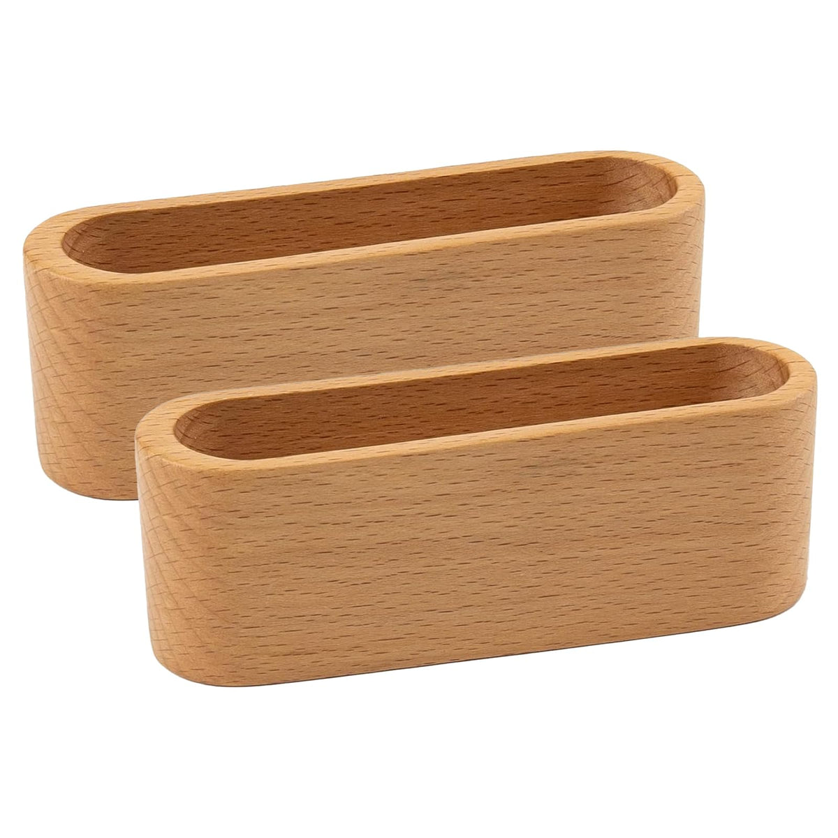 Auear, 2 Pack Wood Business Card Holder For Desk Beech Wooden Business Card Organizer Display Stand Postcard Holder For Office H