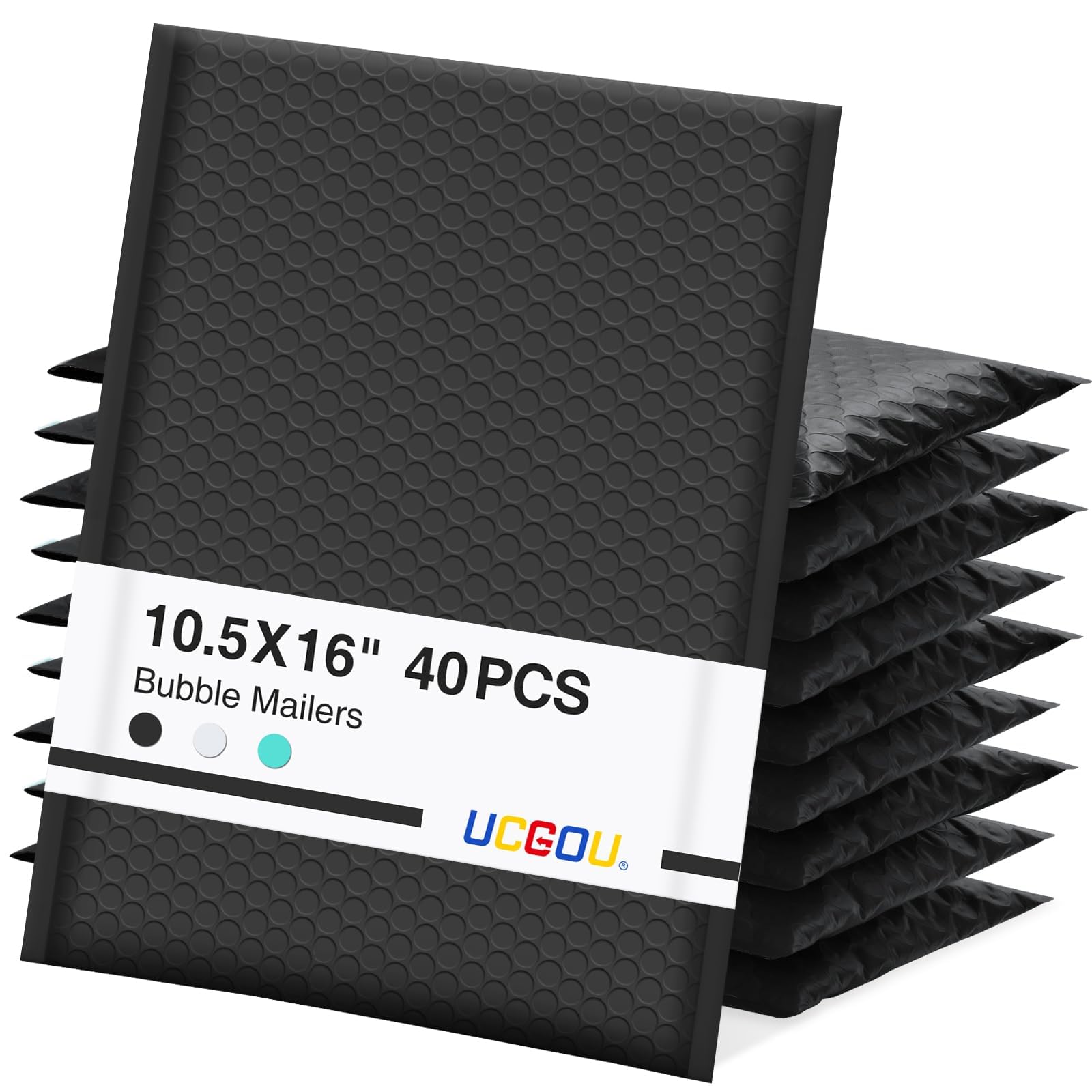 Ucgou Bubble Mailers 10.5X16 Inch 40 Pack Usable Size 10.5X15 Inch Large Padded Envelopes Black Waterproof Packaging Bags For Sh