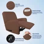 Purefit Stretch Recliner Sofa Slipcover With Pocket – Spandex Jacquard Non Slip Soft Couch Sofa Cover, Washable Furniture Protector With Elastic Bottom For Kids (Recliner, Brown)