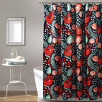 Lush Decor, Navy Poppy Garden Shower Curtain, 72' X 72', 72' X 72