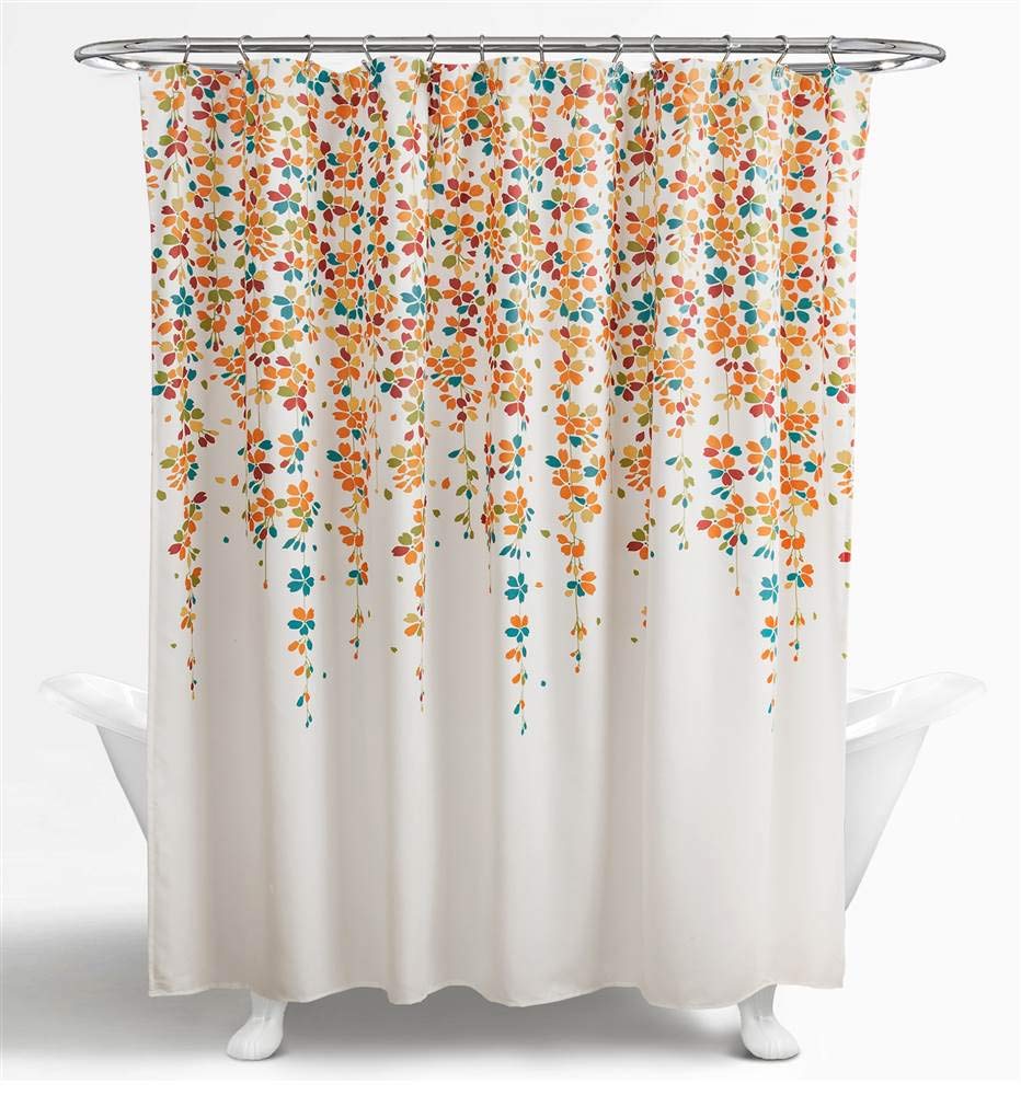 Lush Decor Weeping Flower Shower Curtain, 72' X 72', Turquoise