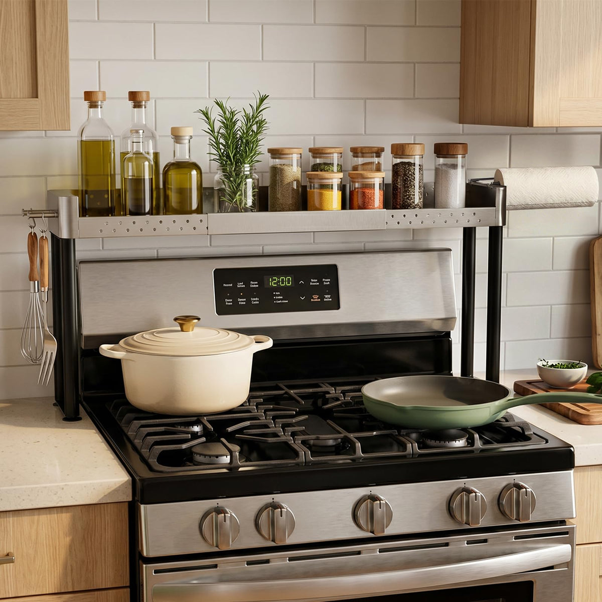 Hisencn LengthAdjustable Stove Top Shelf, 2834 in OverStove Spice Rack
