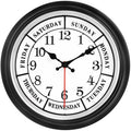 45MinST 12 Inches Retro Wall Clock,Day of The Week Wall Clock,Calendar Day Clock,Silent Non Ticking Battery Operated Movement(Si