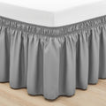 Rimela Bed Skirt King Size Light Grey Bed Skirt 12 Inch Drop, Wrap Around Elastic Adjustable Bedskirt, Dust Ruffle For Bed Frame