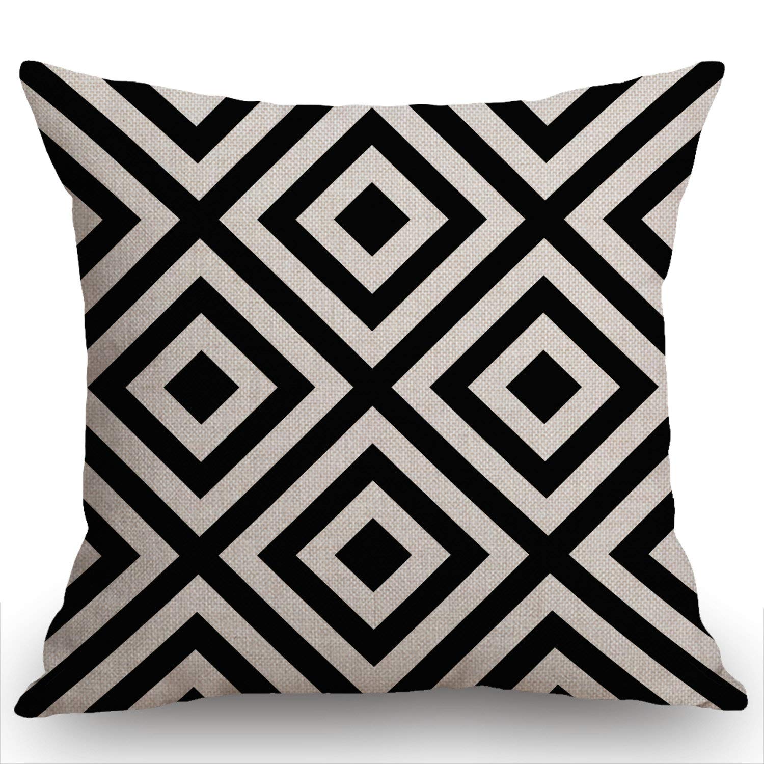 Swono Geometric Striped Black And White Diagonal Inclined Lines Throw Pillow Cover Cushion Case For Home Decor Sofa Couch 18' X