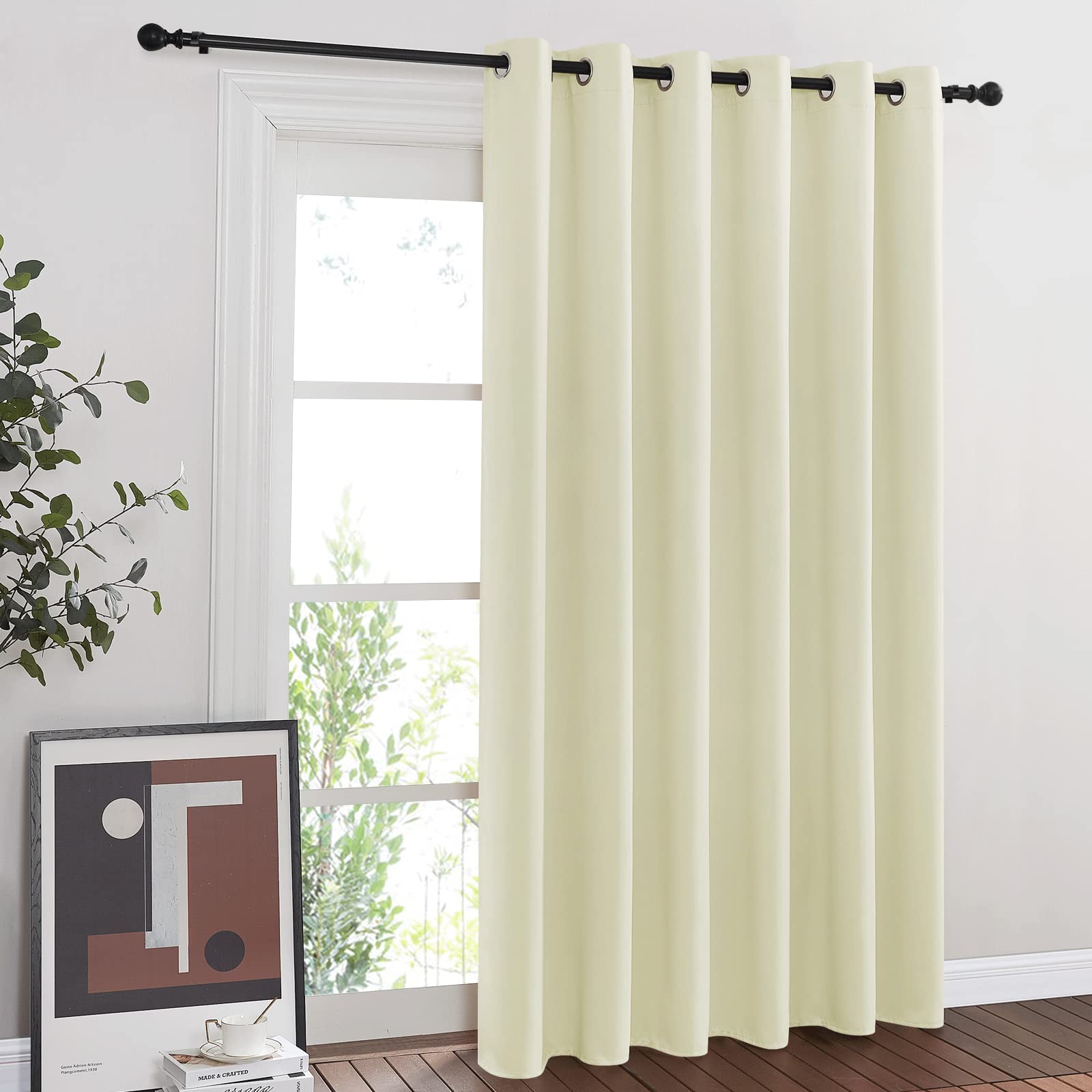 NICETOWN Blackout Sliding Door Curtain 84 inches Long, Grommet Patio Door Curtain & Drape Room Divider Sound & Light Blocking Pr