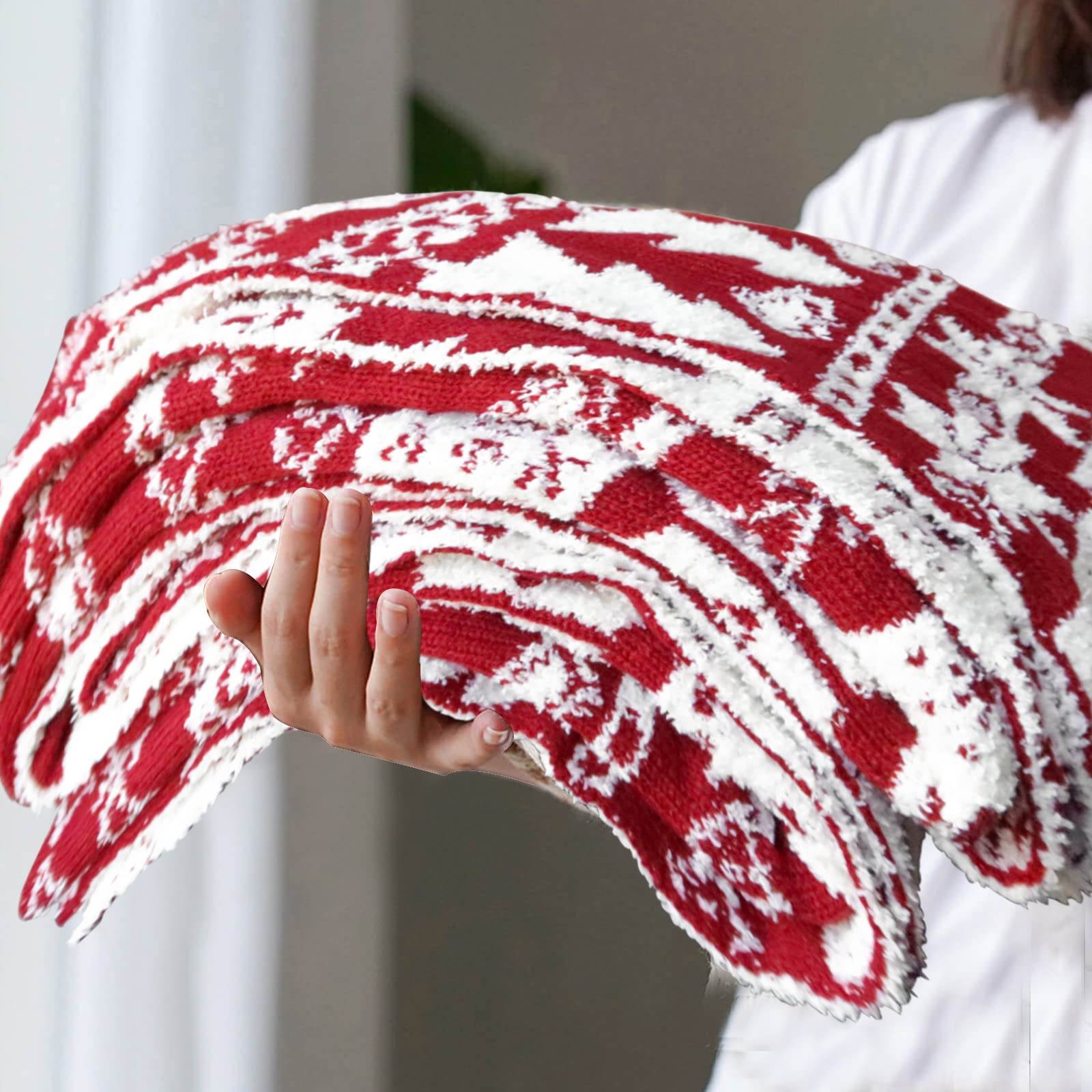 Red Christmas Throw Blanket For Couch, Fluffy Cozy Soft Blanket, Xmas Throw Blanket For Bed Sofa And Gift (50' X 60', Red Rein