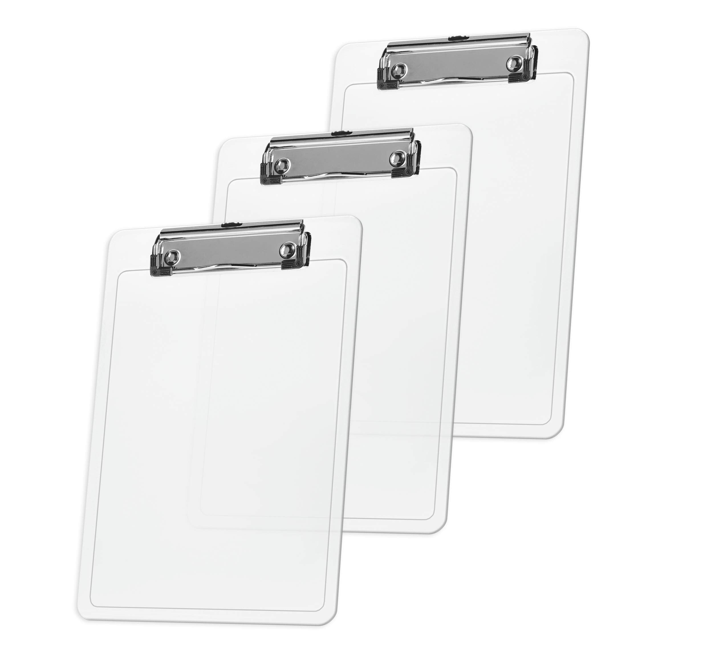 Acrimet Clipboard Memo Size A5 (9 1/4    X 6 5/16   ) Low Profile Clip (Plastic) (Clear Crystal Color) (3 Pack)