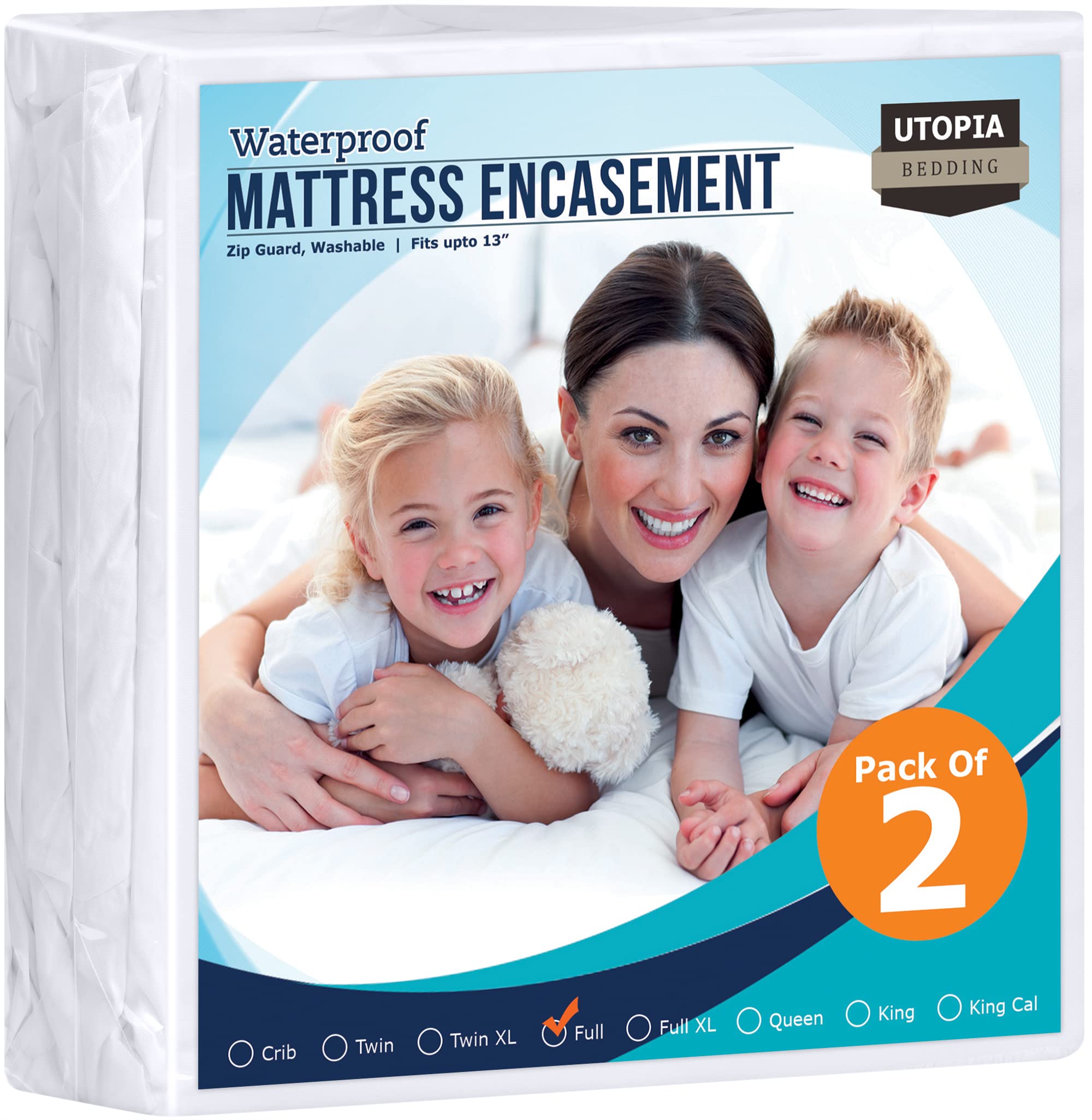 Utopia Bedding Zippered Mattress Encasement Full - 100% Waterproof And Bed Bug Proof Mattress Protector - Absorbent, Six-Sided M