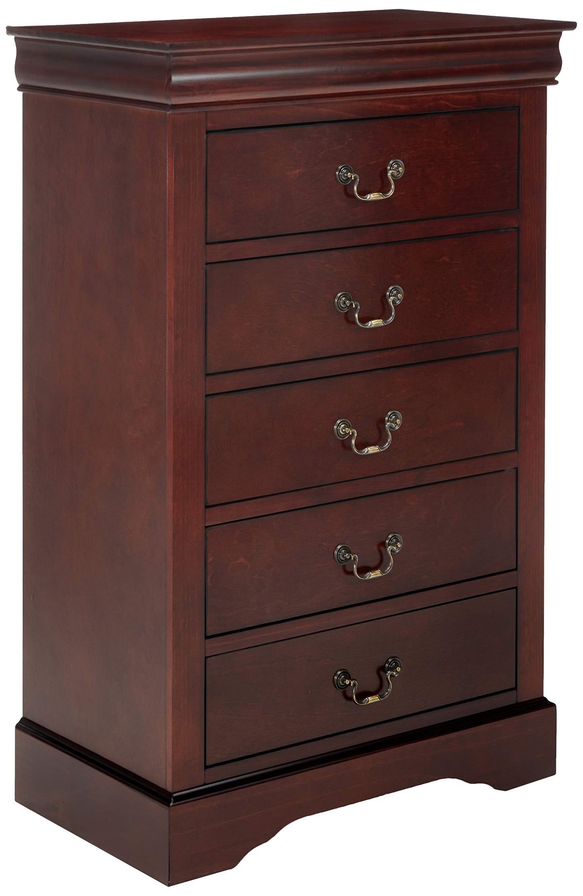 Alpine Furniture Louis Philippe Ii 5 Drawer Chest, Cherry