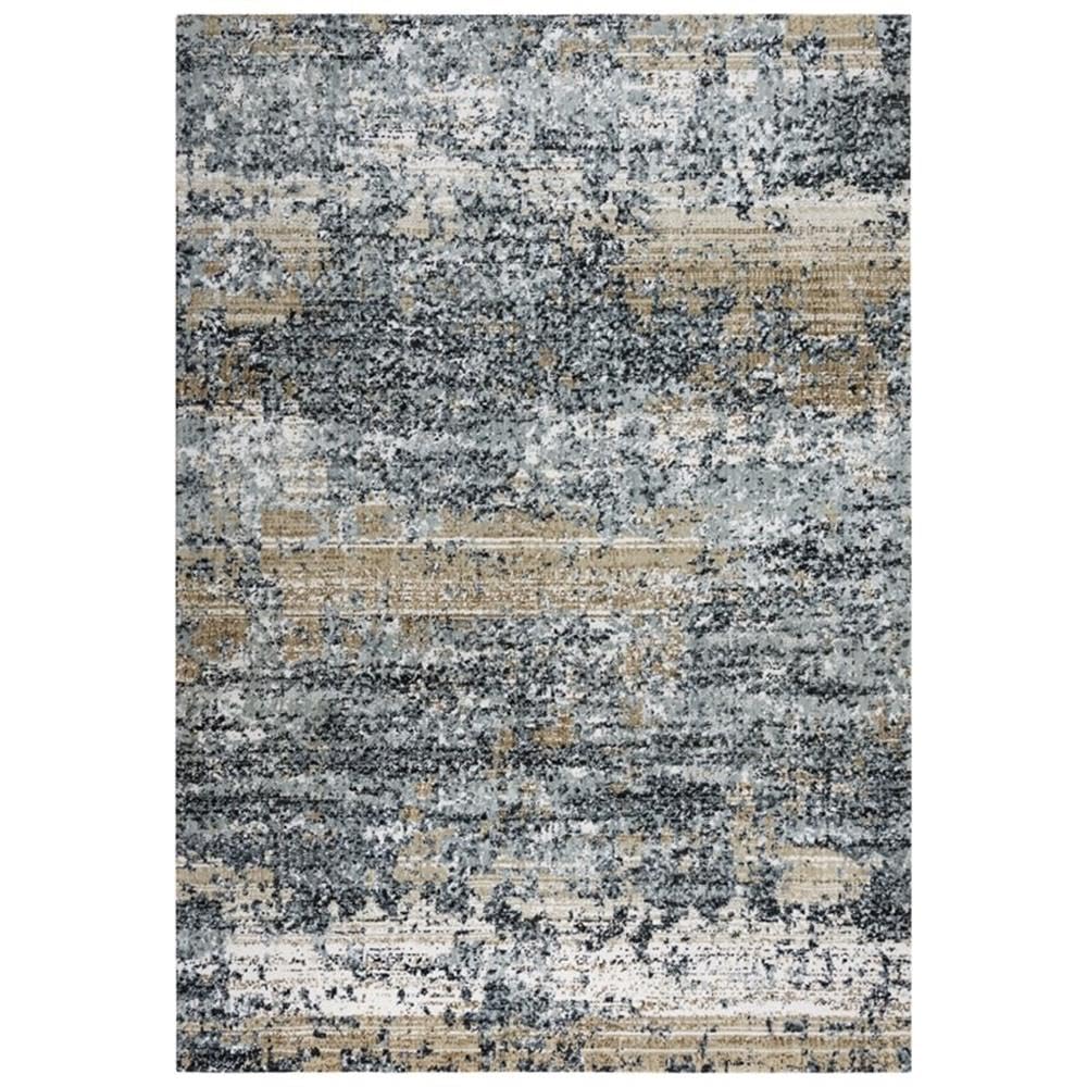 Elect 5'2&quot; X 7'9&quot; Abstract Lt. Gray/Blue/Brown Power-Loomed/Hybrid Area Rug