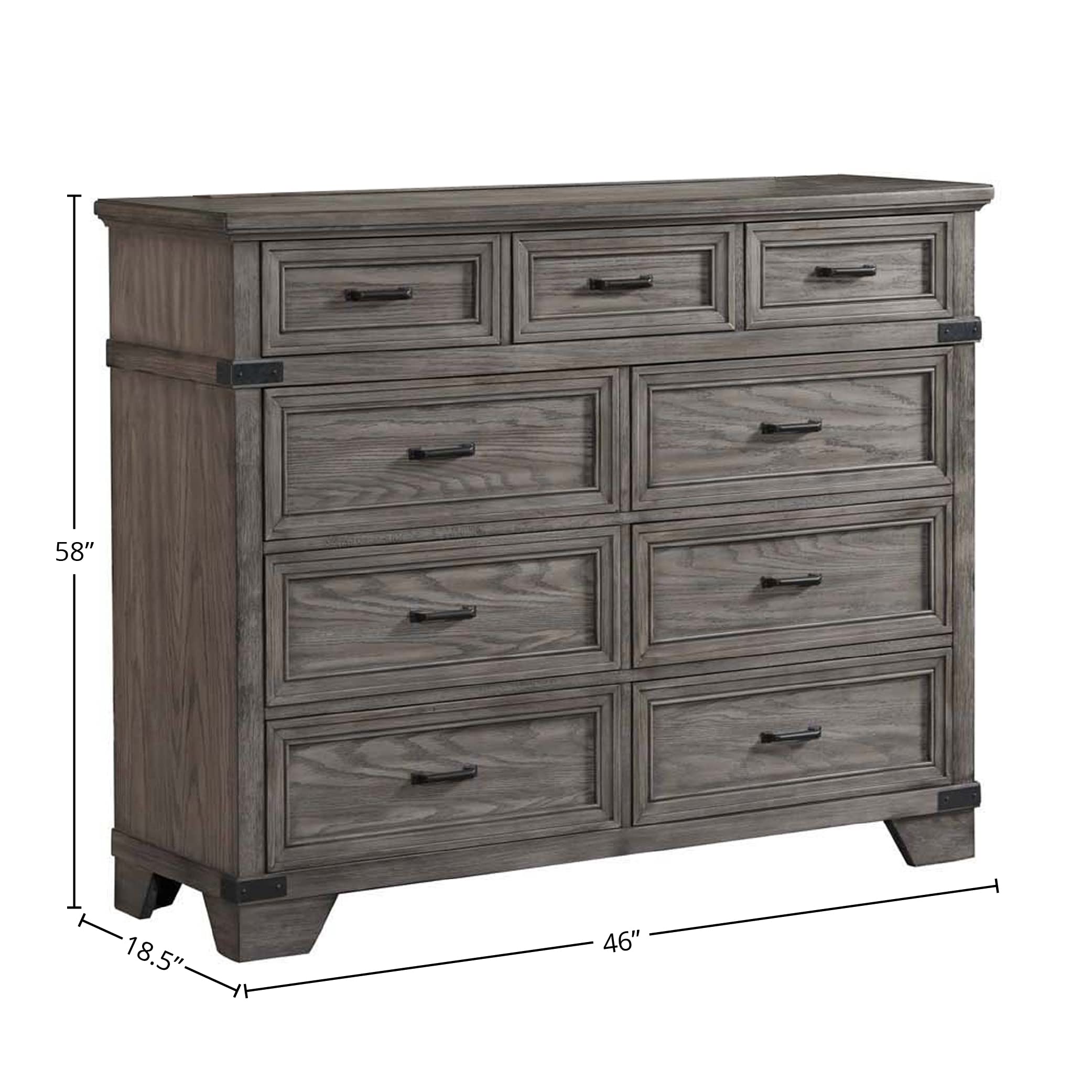 Intercon Forge Chesser 9 Drawers, Brushed Steel Dresser