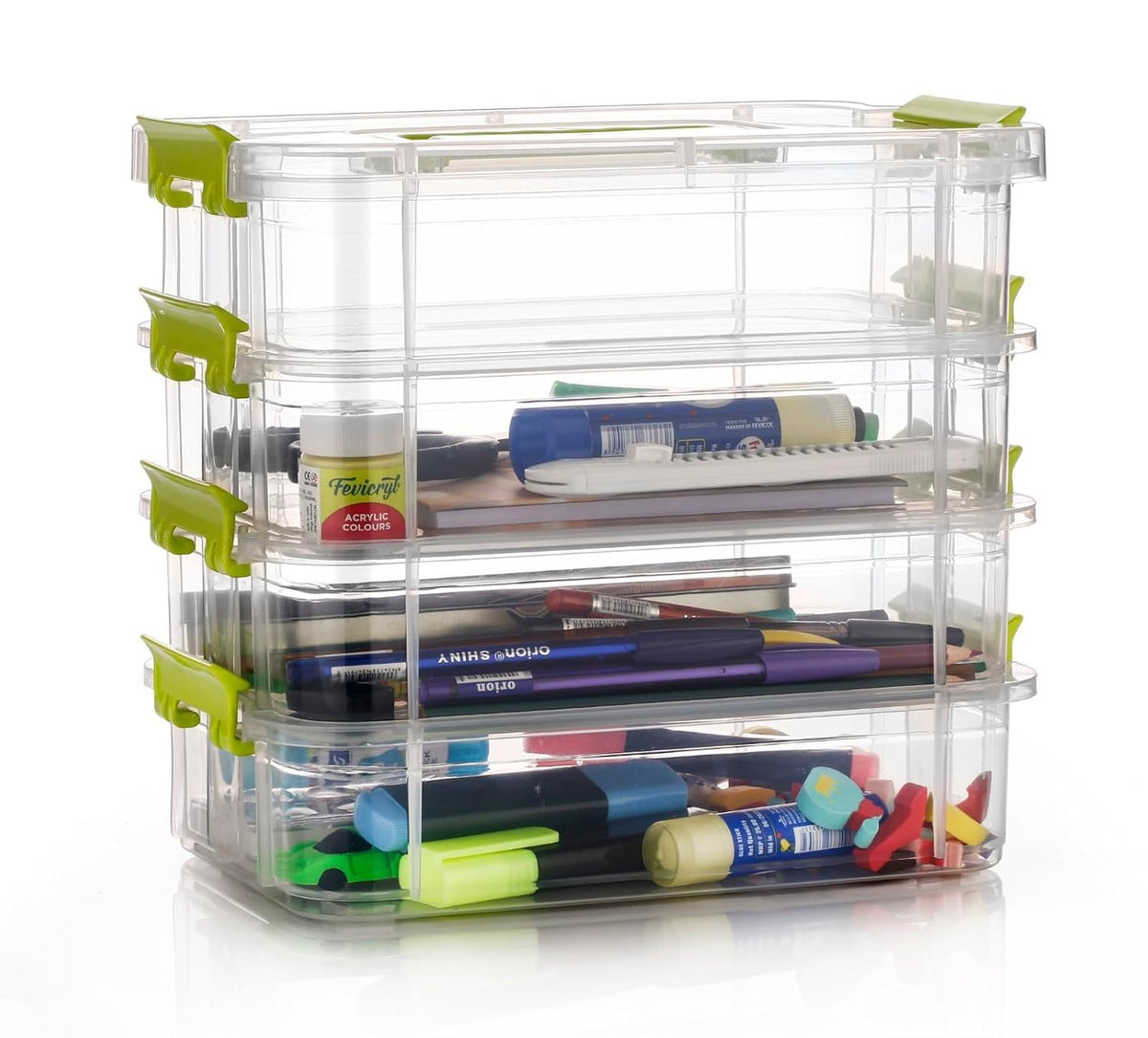 GROFFY plastic boxes for Storage transparent, Space Saving Organiser with Lid Portable & Stackable for Jewelry, Beads, Crochet, 