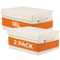 2Pack Storage Bins with Lids, 16L Fabric Storage Cubes with Lids, Decorative Storage Boxes with Soft Rope Handles, Foldable Sta