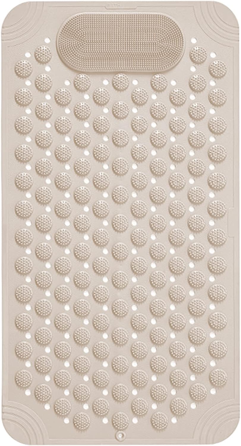 VDNSI Anti Slip Shower Mat Non Slip Bath Mat with a Drain Hole and Suction Cups Bathtub Shower Mat with Foot Scrubber Massage Ma