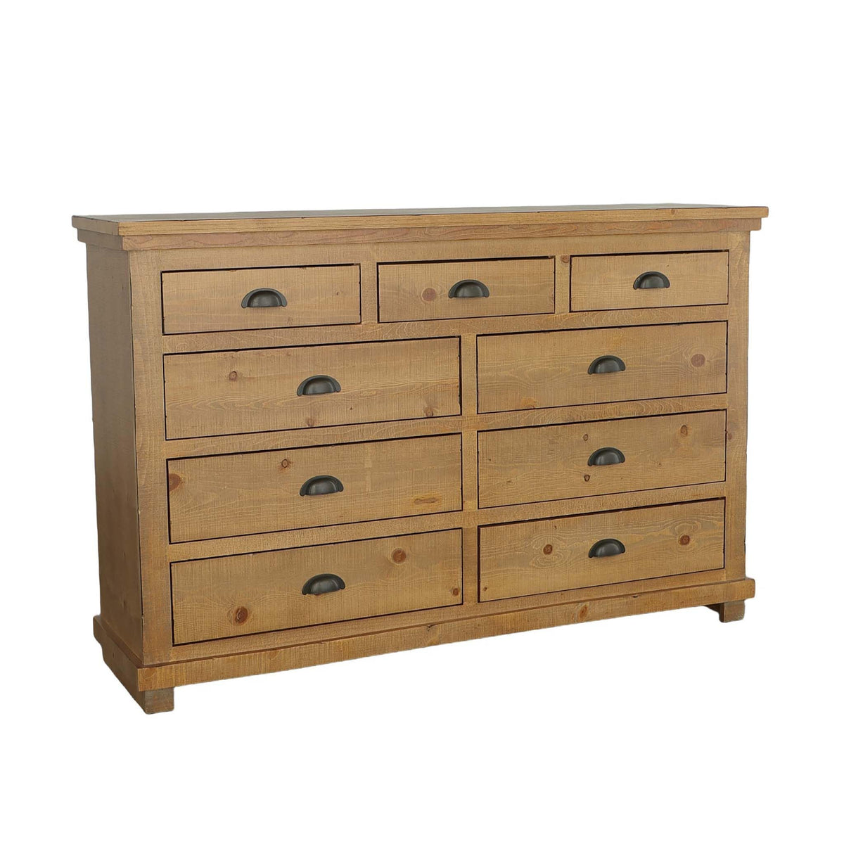 Progressive Furniture Willow Drawer Dresser, 66&quot; X 20&quot; X 44&quot;, Distressed Pine