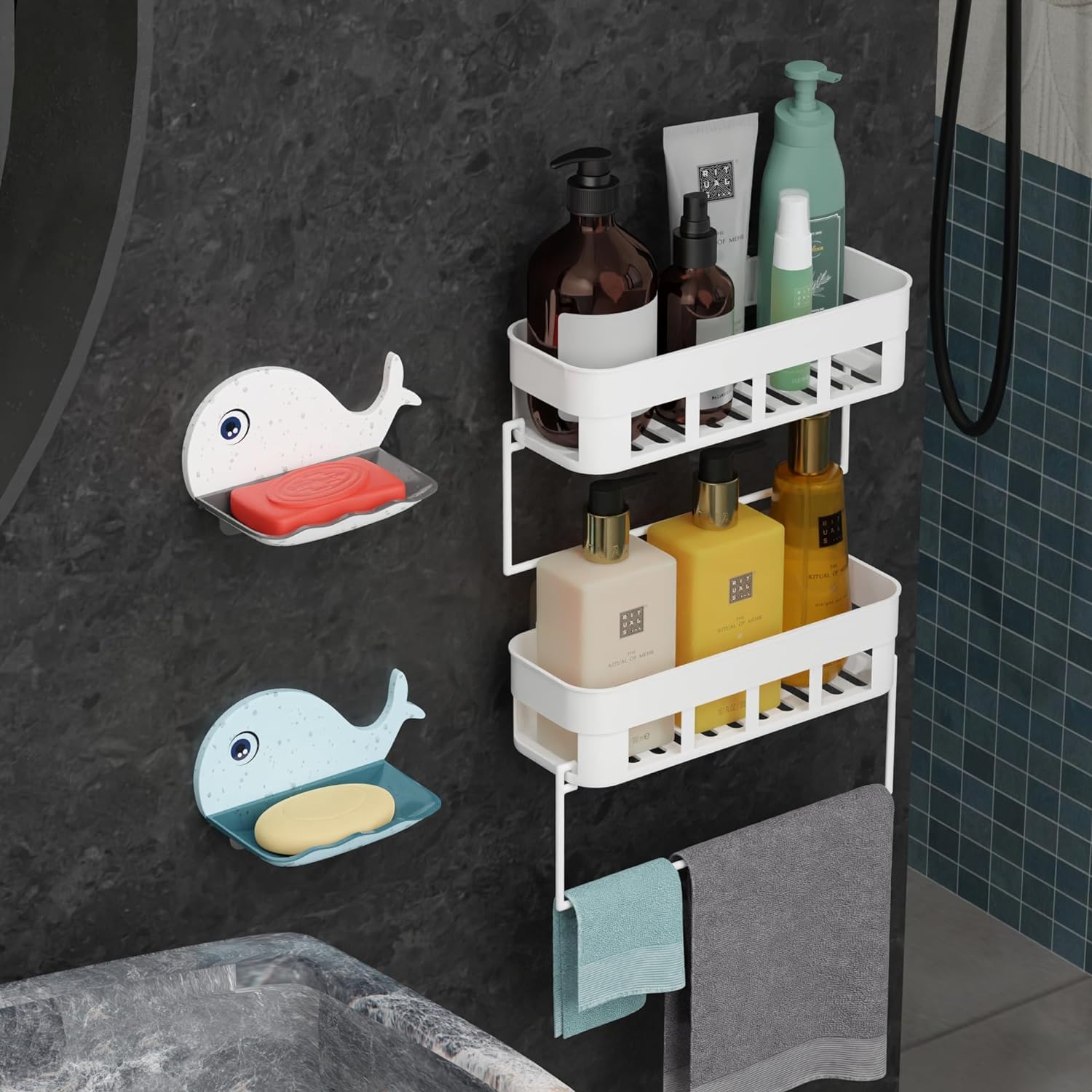 Wezoshinet Multipurpose Home Kitchen Decor Item Storage Wall Mounted Rack Shelf Strong Adhesive Magic Sticker Unique Soap Stand 