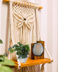 Lachicraft Handmade Macrame Wall Hanging Shelf For Home DCor, Decorative Boho Floating Wooden Shelve For Living Room, Gifts Marr