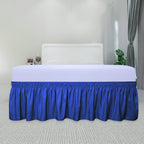 Purefit Wrap Around Ruffled Bed Skirt With Adjustable Elastic Belt - 14 Inch Drop Easy To Put On, Wrinkle Free Bedskirt Dust Ruffles, Bed Frame Cover For Twin, Twin Xl And Full Size Bed, Classic Blue