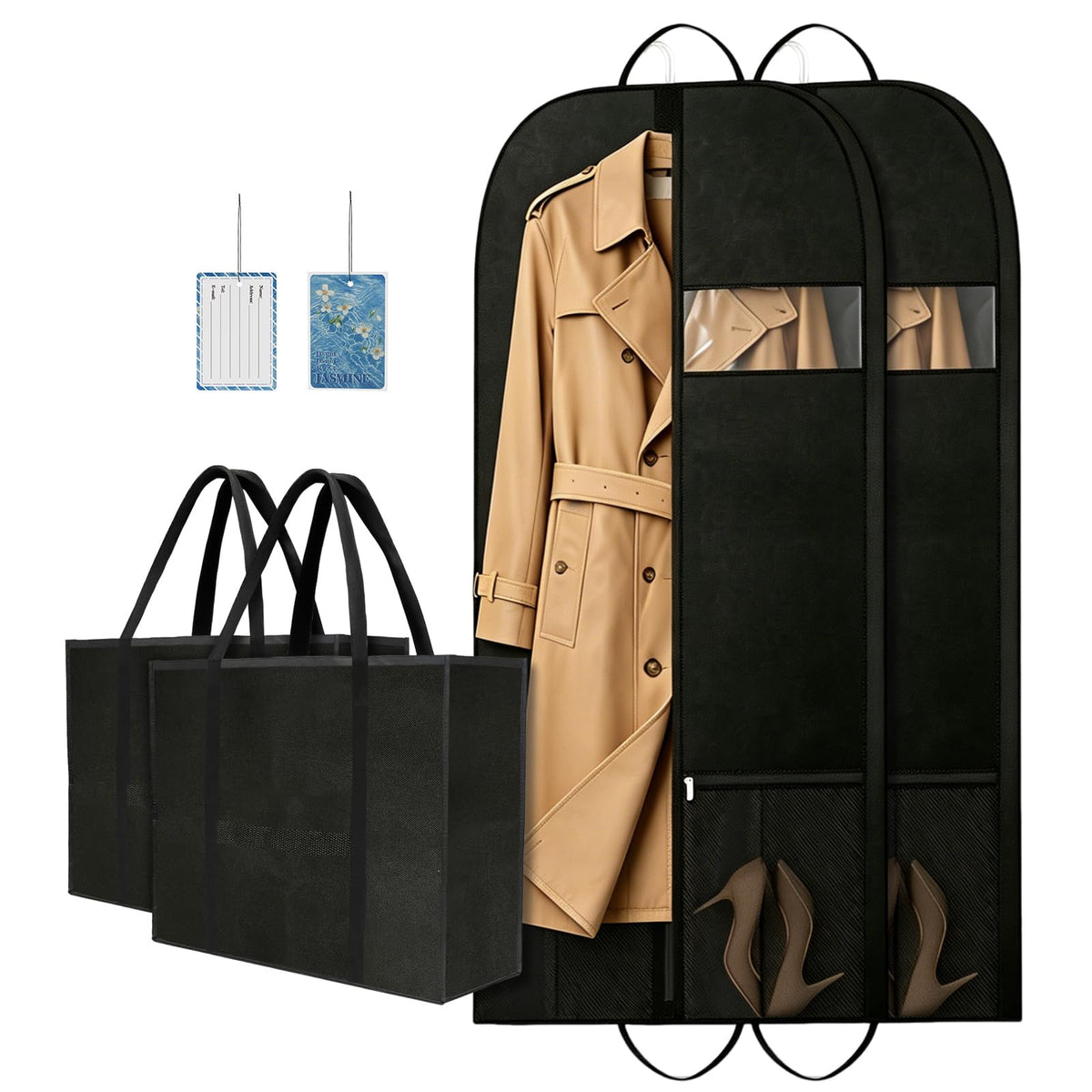 54 Inch Garment Bags for Travel, Dress Bags for Gowns with Foldable Tote