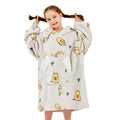 Ramees Wearable Blanket Hoodie For Kids, Sherpa Oversized Sweatshirt Blanket Flannel With Hood Pocket And Sleeves (Cat)