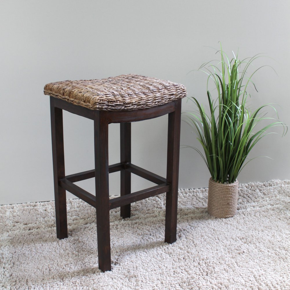 International Caravan Furniture Piece Arizona Abaca Cushioned Saddle Seat Bar Stool