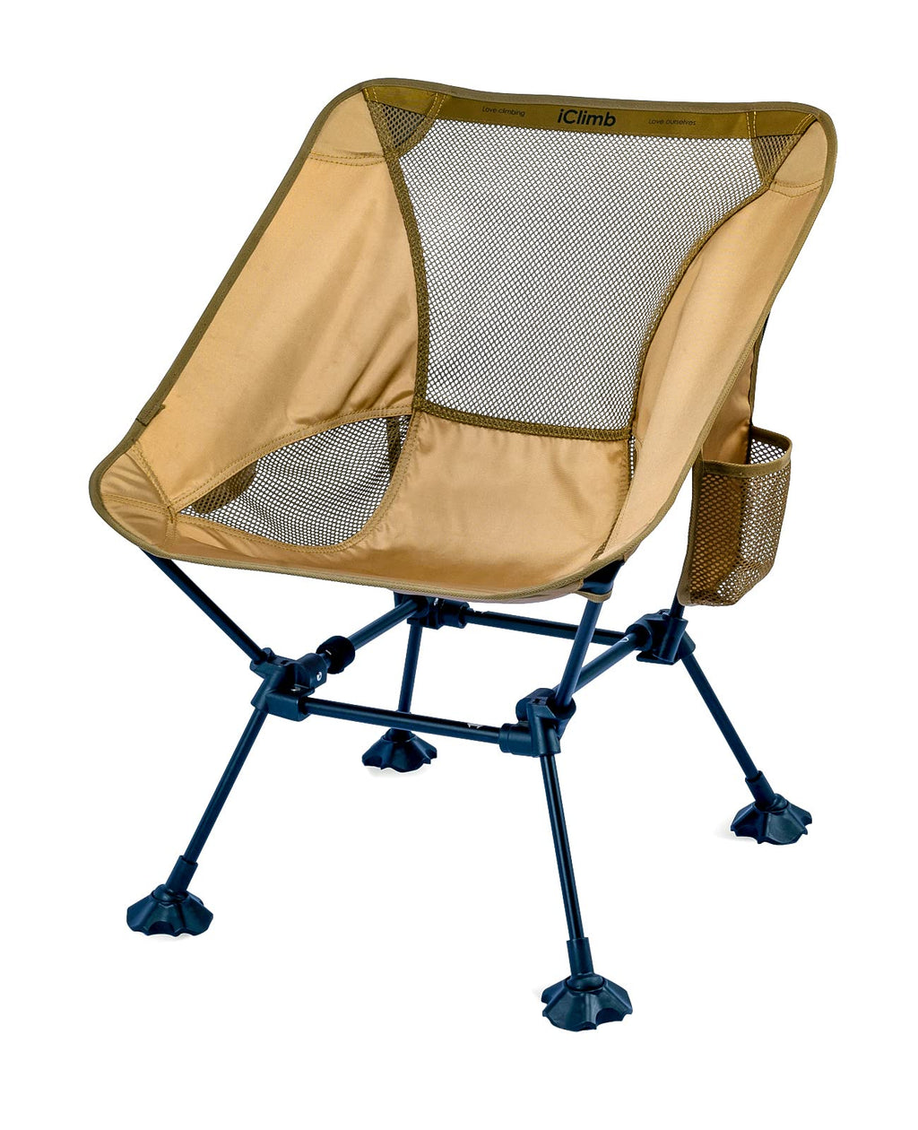 Iclimb Ultralight Compact Camping Folding Beach Chair With Anti-Sinking Large Feet And Back Support Webbing (Brown- Square Frame)
