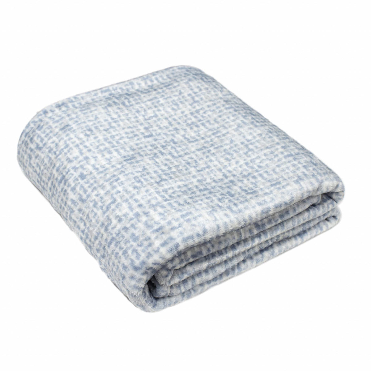 HomeRoots Print Blue Gray Checked Print Blue Grey Reversible Velvet and Sherpa Throw Blanket