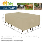 Easy-Going Rectangle Patio Furniture Cover Waterproof Outdoor Dining Table And Chair Cover Anti-Uv Outside Sectional Sofa Set Covers (110'L X 84'W X 28'H, Camel)