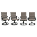 Phi Villa Swivel Outdoor Chairs Set Of 4, All Weather Mesh Fabric Patio Dining Chair With Padded Textilene & E-Coating Metal Frame For Deck Lawn Garden