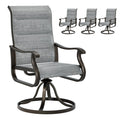 Udpatio Patio Swivel Dining Chairs Set Of 4, Outdoor Swivel Chairs High Back With Padded All Weather Textilene Metal Rocking Frame For Lawn Garden Backyard, Grey White