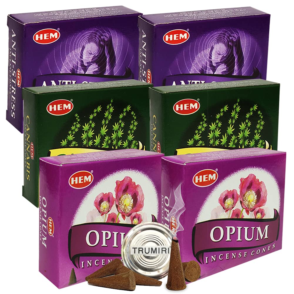 Opium Cannabis Anti Incense Cones & Holder Bundle Variety Pack from Hem Trumiri Insense Insence