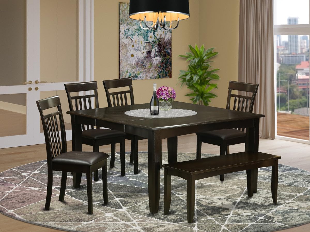 East West Furniture PFCA6-CAP-LC 6 Piece Dining Table Set